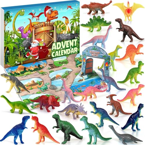 iZoeL Adventskalender 2024 Dinosaurier Kinder Jungen Dino Adventskalender 24 Dinosaurfiguren Füllung Weihnachten Geschenk 3-12 Jahre von iZoeL