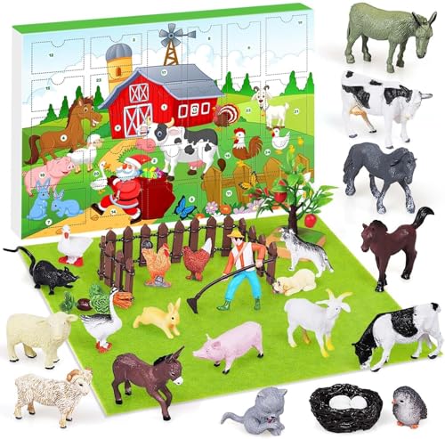 iZoeL Adventskalender 2024 Kinder Junge 2 3 4 5 6 7 8 9 10 Jahre - Tiere Bauerhof Adventskalender Tiere Hunde Farm Weihnachtskalender für Klein Kinder Jungen Mädchen von iZoeL