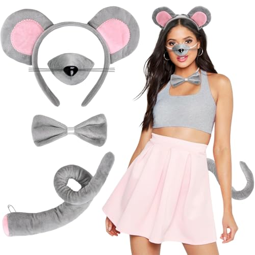 iZoeL Halloween Mauskostüm Damen Frauen, Maus Ohren Haarreif Maus Nase Schwanz Fliege Tier Kostüm Accessorie, Halloween Karneval Mottoparty Damen Frauen Kostüm iZoeL Halloween Mauskostüm Damen Frauen, Maus Ohren Haarreif Maus Nase Schwanz Fliege Tier Kostüm Accessorie, Halloween Karneval Mottoparty Damen Frauen Kostüm von iZoeL