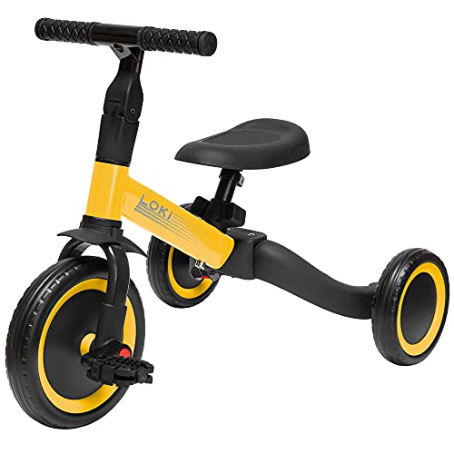 ib style Loki 4in1 Dreirad, Laufrad Kinder, Baby Balance Fahrrad, Lauflernrad, Tricycle, 1-5 Jahre, Gelb von ib style