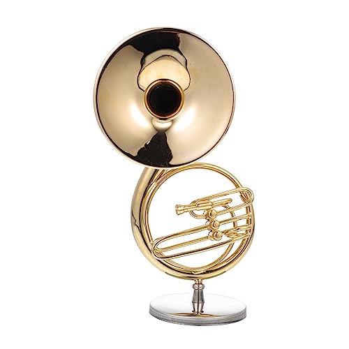 1 Satz Musikinstrumentenmodell Ausstellungsmodell für Musikinstrumente Waldhorn-Skulptur Musical bürodeko wohnzimmerdeko simuliertes Sousaphon-Modell kupferner Bariton Golden ibasenice von ibasenice