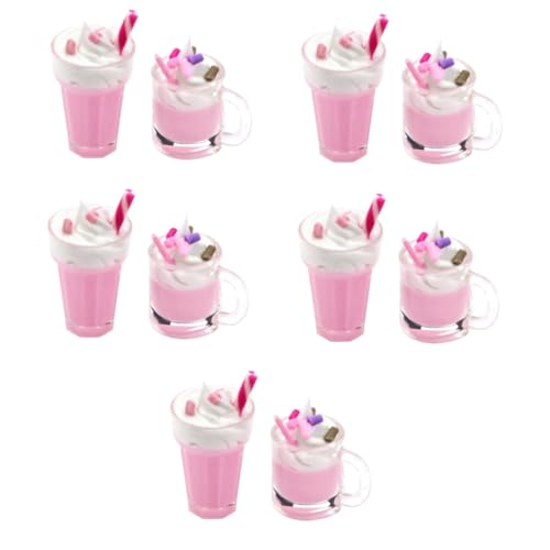 ibasenice 10 Stück Mini Erdbeer Milchshake EIS Miniatur Puppenhaus Zubehör EIS Mini Küchenzubehör Mini Dekorationen Mini Küchen Szenen Mini Lebensmittel Harz von ibasenice