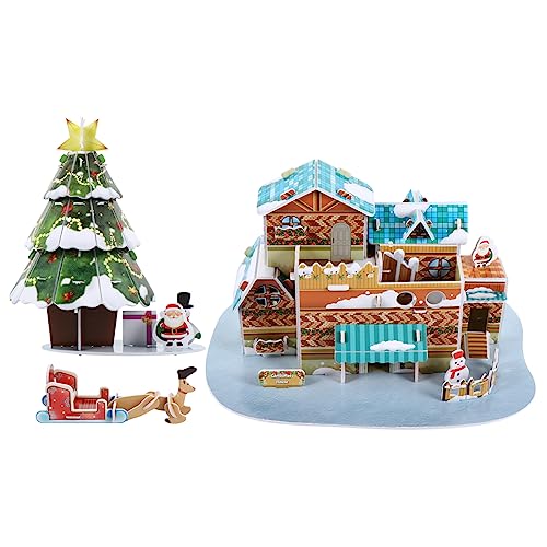 2 Sätze 3D-Stereo-Puzzle Puzzle kinderpuzzle laubsäge D Puzzle Weihnachts-Puzzle- für 3D-Puzzles aus Papier Kinderspielzeug ibasenice von ibasenice