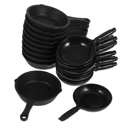 20St Miniatur-Wok Miniaturpfanne Puppenhauspfanne Puppenhausküchenzubehör Spielzeug Küchenutensilien Puppenhauskochset Miniatur-Kochgeschirr Spieltöpfe für Kinder Abs Black ibasenice von ibasenice