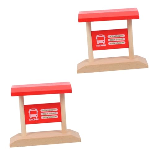 2St Gleiszubehör Kinder-Bahnsteig-Spielzeug Spielzeug für den Bahnsteig Holz Zugbahn Zubehör Kinder Spielzeug Eisenbahn Spielstation, Bahnsteigspielzeug Kinderspielzeug hölzern rot ibasenice von ibasenice