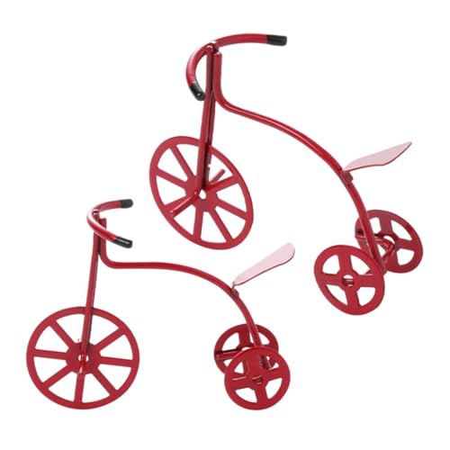 2St Zubehör für Puppenhäuser Fahrradverzierung Mini-Finger-Bike-Spielzeug Puppenhaus-Dreirad Mini-Bike-Modell Mini-Fingerbike Mini- -Dekor Miniatur-Dreiradmodell Legierung rot ibasenice von ibasenice