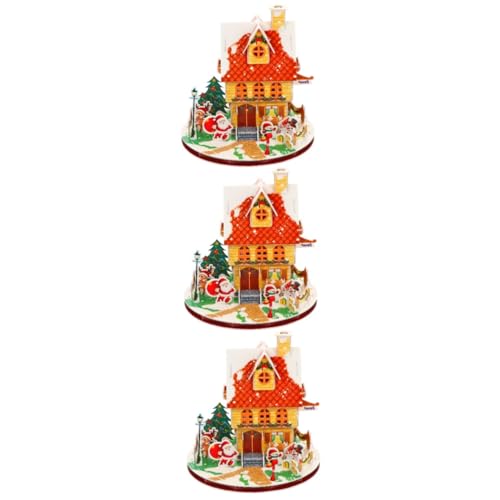 3 Sätze Weihnachtshäuschen Weihnachts-Puzzle-Spielzeug Weihnachtspuzzles Spielzeug für Kinder kinderspielzeug Spaß 3D-Weihnachtshaus-Puzzle Papierpuzzle für Kinder zu Weihnachten ibasenice von ibasenice