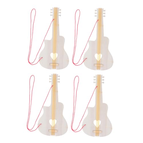 4 Stück Gitarre für anfänger Kinderdekoration Stirnbänder für Mini-Akustikgitarre -Kit Gitarre für Gitarre Maltrommel Leere Holzgitarre hölzern ibasenice von ibasenice