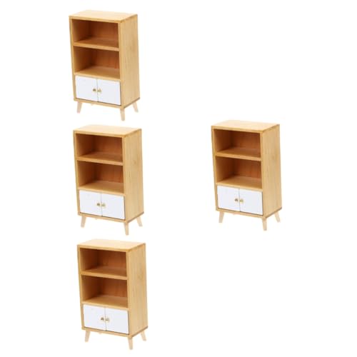 4 Stück Mini Vitrine kinderzimmermöbel bücherregal klein small Bookshelf puppenhaus bücherregal puppenhaus deko Miniatur-Bücherregal aus Holz Mini-Bücherregal Mini-Möbel hölzern ibasenice von ibasenice