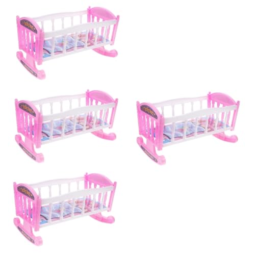 4 Stück Puppen-Shaker Babypuppen-bettspielzeug Möbel Für Puppenbetten Babypuppen-krippenmodell Bett Für Puppe Kinderpuppenbettspielzeug Mädchen Spielzeug Puppenbettmodell Plastik ibasenice von ibasenice