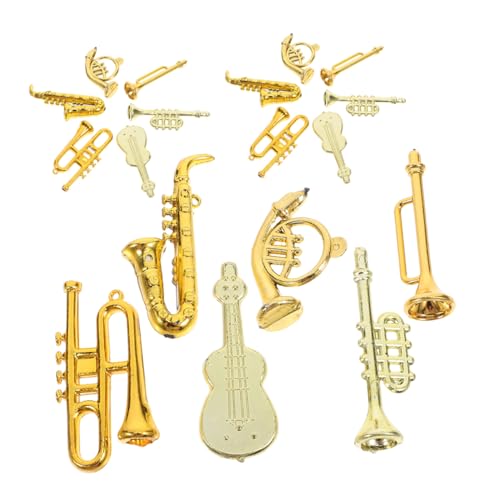 48 STK Plastiktrompete Musikalisches Ornament Instrumentendekoration Puppenhaus Musikzimmer Saxophon Dekoration Saxophon aus Kunststoff Miniaturmodell eines Musikinstruments Golden ibasenice von ibasenice