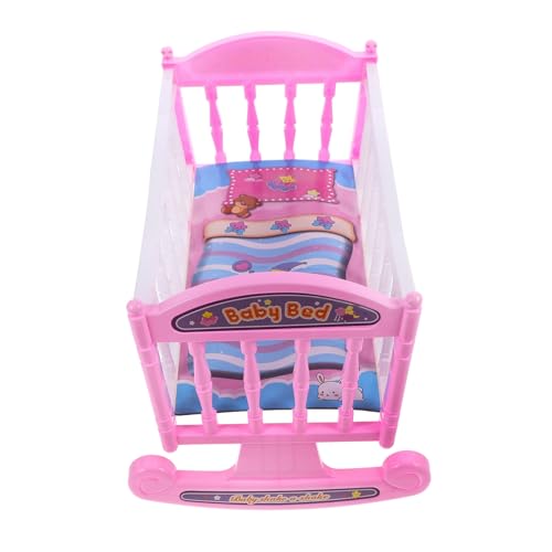 Puppen-Shaker kinderwiege für Puppenmöbelset cot Bed Zubehör für Babypuppen Mädchenspielzeug Mini-Kinderbett für Puppe Möbel für Puppenbetten Plastik ibasenice von ibasenice