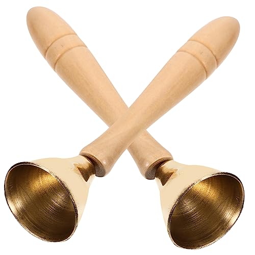 ibasenice 1 Paar läute die Glocke kinderinstrumente musikinstrumente Jingle Bells-Instrument Zappelspielzeug Kinderspielzeugglocke tragbares Glockenspielzeug Pinus Sylvestris Golden von ibasenice