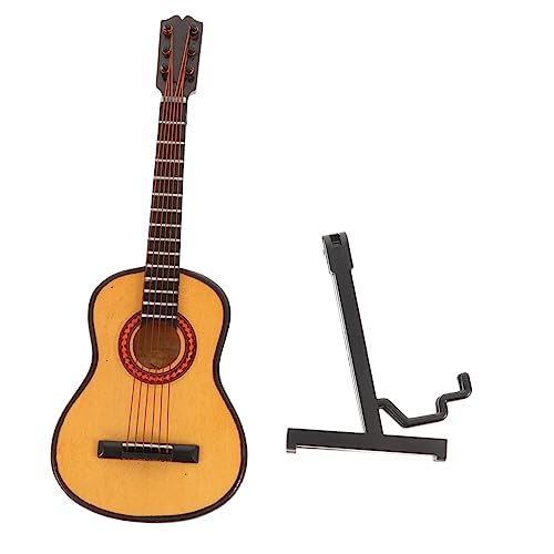 ibasenice 1 Satz Abbildung Mini-Gitarre Hauszubehör für Zuhause Kindergitarre büro Dekoration Office Decoration Mini-Gitarrendekor aus Holz Miniatur-Gitarrenfiguren hölzern Khaki von ibasenice