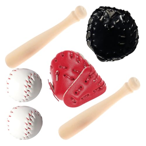 ibasenice 1 Satz Baseball-Modell Solider Baseballschläger Mini-Mikrowelle Vize-Golfbälle Hüpfbälle Spielzeug buchattrappe deko bücherregal deko kleines Hauszubehör Mini-Hausversorgung Pu von ibasenice