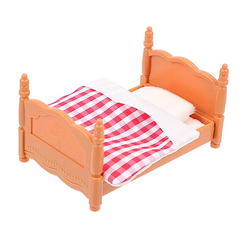 ibasenice 1 Satz Bettmodell puppenbett etagenbett puppenbetten puppenstubenmöbel Dollhouse playmobile Kinderzimmerdekor Bausätze Mini Kabine puppenhaus Wohnkultur Möbelmodelle Stoff Rosa von ibasenice