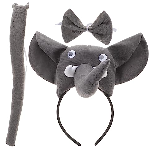 ibasenice 1 Satz Elefanten-Stirnband Tierkostüm Elefanten-Haarband Streifenhörnchen Cosplay-Kostüme faschingsaccessoires Fasching Accessoires Elefantenkostüm Leistungsinstrument Garn Grey von ibasenice