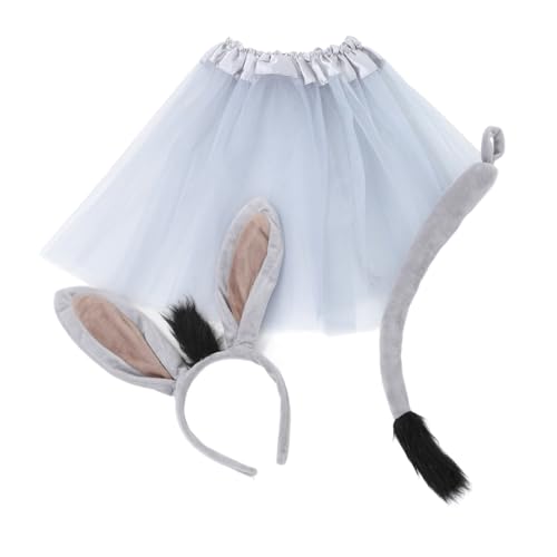 ibasenice 1 Satz Esel-Stirnband-Set Esel-Partyzubehör Eselkostüm für Schwanzkostümzubehör Eselsohren und Erwachsener Eselkostüm Halloween-Cosplay-Kit Stoff Grey von ibasenice