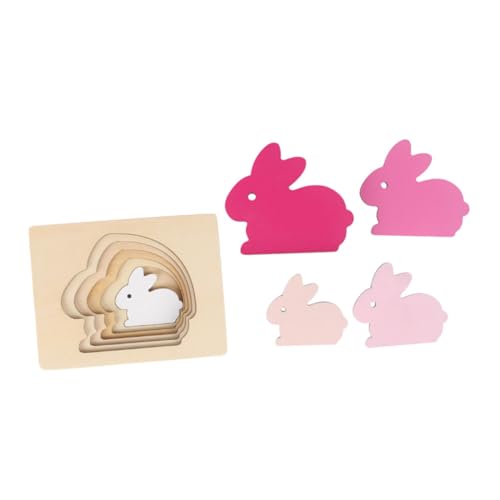 ibasenice 1 Satz Farberkennungsspielzeug Lernspielzeug Tiere Rätsel Tierspielzeug Kaninchen-Puzzle Puzzles Für Kinder Kleinkind Rätsel Farbanpassungs-Puzzle Spielzeug Für Rosa Hölzern von ibasenice