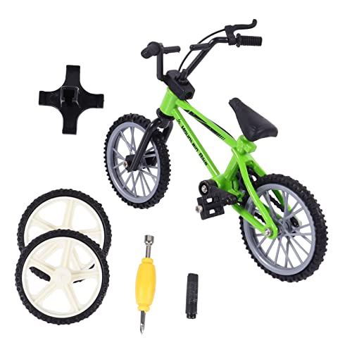 ibasenice 1 Satz Fingerrad Miniaturen Miniaturbausätze Mini-fingerbike Entwicklungsspielzeug Mini-Skateboards Mini-MTB Gehirnspielzeug Streichkit Finger-Mini-Fahrrad Green Aluminiumlegierung von ibasenice