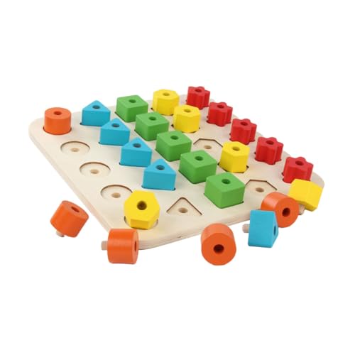 ibasenice 1 Satz Form Passendes Einfaches Kabel Kinderspielzeug Puzzle Geometrische Blöcke Desktop- Geometrische Puzzle-spielzeuge Minikabel Hölzern von ibasenice