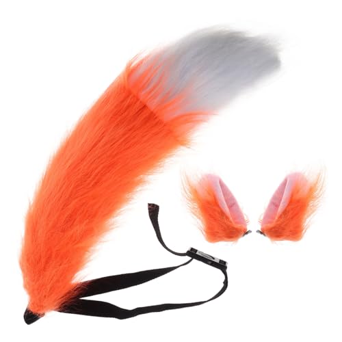 ibasenice 1 Satz Fuchsschwanz Fuchs Kostüm Kopfbedeckung Ohren und Frackkostüm aus Kunstpelz Fuchskostüm für Damen fuchs kostüm Fuchsohren Kunstfell Orange von ibasenice