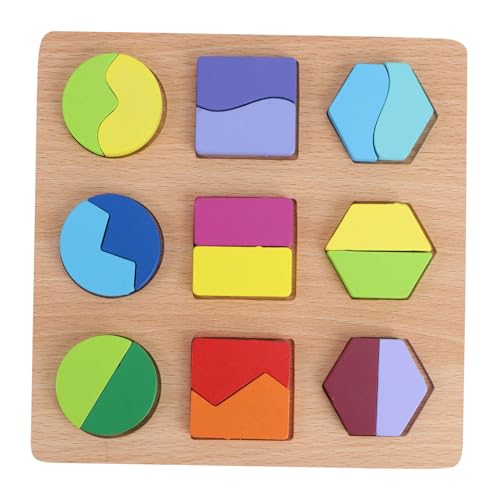 ibasenice 1 Satz Geometrie Mathe Spielzeug Geometrie-Puzzle Aus Holz Geometrie Rätsel Geometriespielzeug Für Kinder Bambus von ibasenice