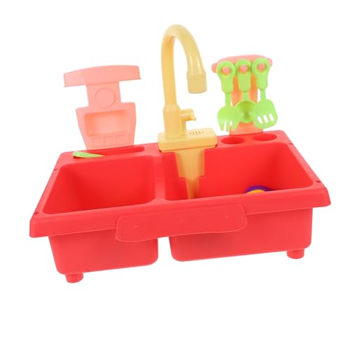 ibasenice 1 Satz Geschirrspüler Kitchen Set for spülbecken für kinderküche Spüle Küchenspielzeug Wasserspiel Rollenspielspielzeug Simulation Geschirrspüler Abs rot von ibasenice