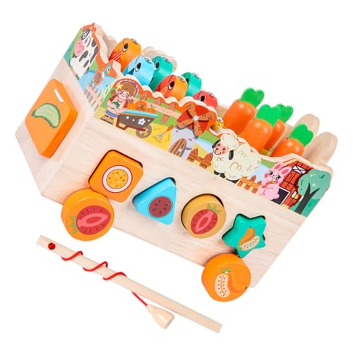 ibasenice 1 Satz Holzblock Spielzeug Puzzlematte Sortierstapelblöcke Aus Holz Kinder Blöcke Puzzle Zur Formanpassung Formpuzzle Für Kinder Form-Matching-Puzzle Orange Hölzern von ibasenice