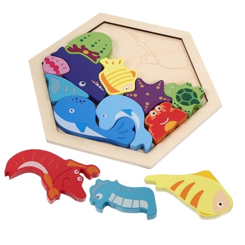 ibasenice 1 Satz Holzblock Tiere Puzzlematte Hundepuzzle Rätsel Puzzle kinderpuzzle Formenpuzzle knobeleien für Cartoon-Puzzles aus Holz Kleinkind-Puzzle hölzern von ibasenice