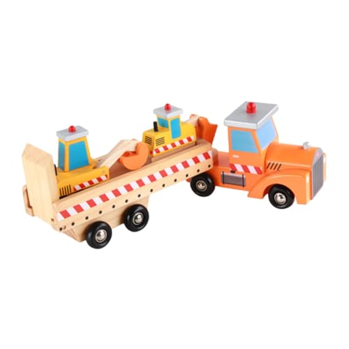 ibasenice 1 Satz Ingenieursfahrzeug Aus Holz Für Kinder Auto Spielzeug Engineering-LKW-Spielzeug Bagger-spielzeugmodell Bauwagenmodell Cartoon-Holz-LKW Spielzeug Für Autotechnik Hölzern von ibasenice