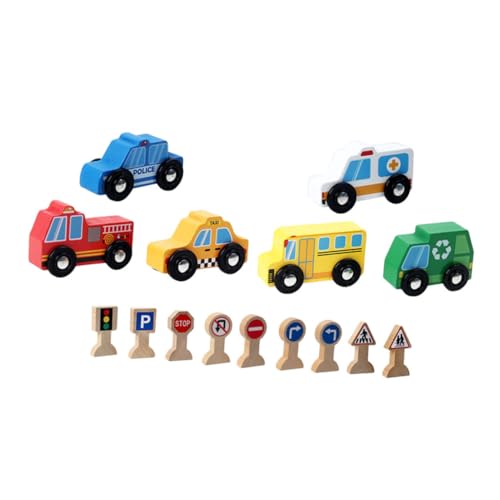 ibasenice 1 Satz Kinderfahrzeug Aus Holz Holzfahrzeuge Kleinkind Fahrzeug Spielzeugautofiguren Holzspielzeug Für Kinder Auto Spielzeug Automodelle Aus Holz Straßenschild Aus Holz Hölzern von ibasenice