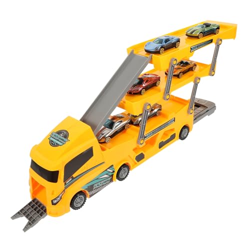 ibasenice 1 Satz LKW kinderfahrzeug Transporter- Schiebespielzeugauto Transportfahrzeug -Baufahrzeuge Kinderautospielzeug faltbares LKW- Abs Yellow von ibasenice