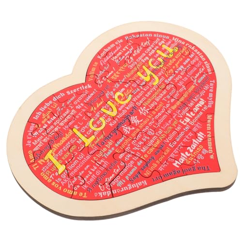 ibasenice 1 Satz Liebesrätsel DIY Puzzle interaktives Father Day muttertagsgescgenk valentinsgeschenke Puzzlematte Herzpuzzle aus Holz Lernpuzzle Herz-Puzzle- hölzern von ibasenice