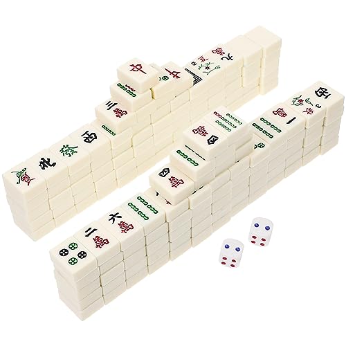 ibasenice 1 Satz Mahjong-Kit mahjongg traditionelle Spiele Mittleres Mahjong Langlebiges Mahjong-Set Mini-Mahjong Tischspiel-Set Reise Tischspiel Mahjong Mahjong- majiang Melamin von ibasenice