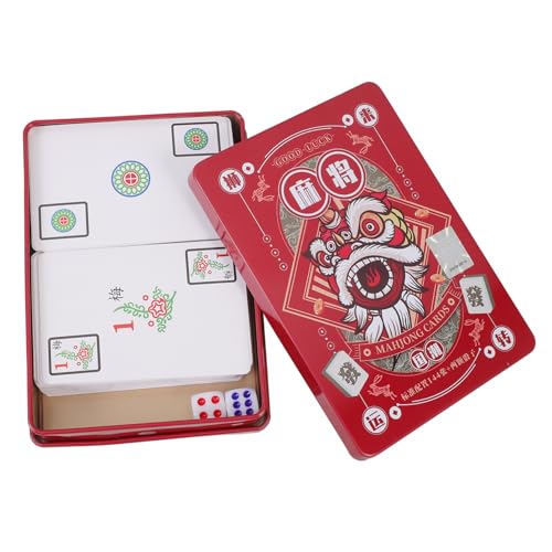 ibasenice 1 Satz Mahjong-Poker Mahjong-Fliesen Mahjong-Karten Mahjong-Karte aus PVC Mahjong Karten Mahjong Spielkarten Reise-Tischspiel Mahjong-Karte Party-Mahjong-Karte Papier rot von ibasenice