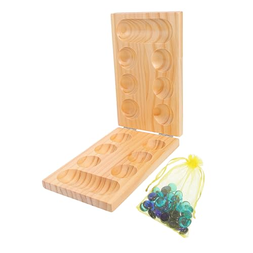 ibasenice 1 Satz Mankala Mancala-Faltbrett Faltbares Mancala-Brett Mancala-Brettspiel Schachbrett holzspielzeug holzspielsachen Trainingsschachspielzeug tragbare mancale Holz mancala hölzern von ibasenice