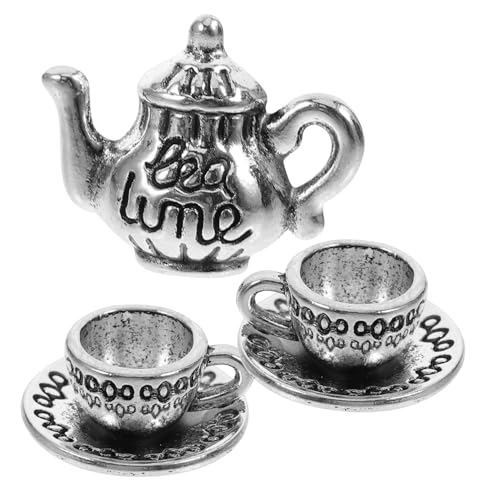 ibasenice 1 Satz Mini- Aus Metall Mikrolandschaftsornament Puppenhausmöbel Und Zubehör Winziger Wasserkocher Puppenhaus Teetasse Mini-kaffeetasse Silver Legierung von ibasenice