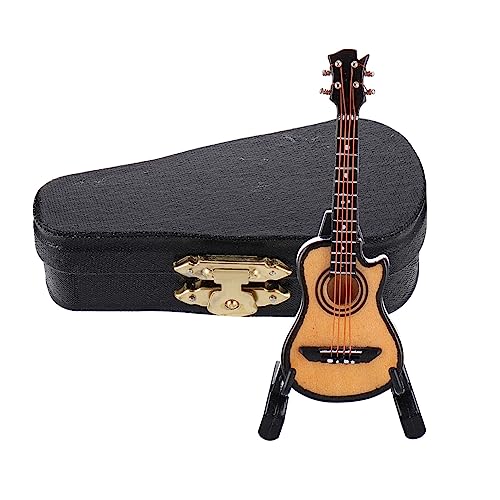 ibasenice 1 Satz Mini-Gitarre winzige Gitarrenspielzeuge Miniatur-Musikinstrumente Musikinstrument verzierung buchregal Dekoration Gitarren Desktop-Ornament Gitarrenstatue Holz von ibasenice