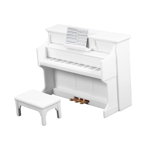 ibasenice 1 Satz Mini-Klavier Mini-Piano-Modell Mini-möbelmodell Miniaturmöbelmodell Mini-hausmöbel Miniatur-puppenhausmöbel Puppenhaus Musikinstrument Mini-hausdekoration Weiß Plastik von ibasenice