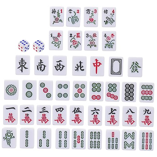 ibasenice 1 Satz Mini-Mahjong Dominotisch Kachelspiele Mini-Tisch Würfelspiel Root-Brettspiel Mahjong Spiele Mahjong Game Interessantes Mahjong-Kit kleines Mahjong-Kit Melamin von ibasenice