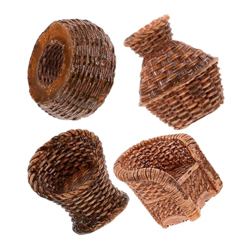 ibasenice 1 Satz Mini-Tisch- Und Stuhlmodell Puppen Dekoartikel Dekoration Modelle Werkzeug Wohnkultur Rattan Stühle Eincremehilfe Deko Tisch Miniatur-landschaftsornament Light Brown Harz von ibasenice