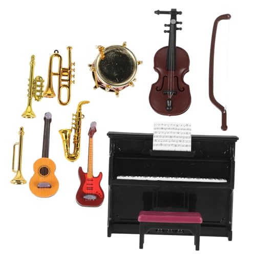 ibasenice 1 Satz Mini-musikinstrumentenmodell Mini-trompete Puppenhaus-musikinstrumente Puppenbett Miniatur -geigen -musikinstrumente Miniatur Gitarre Miniaturinstrument Plastik von ibasenice