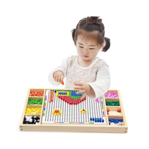 ibasenice 1 Satz -Nagel-interpolationsversion Spielzeugbausteine Pilznägel Steckbrett Spielzeug Steckpuzzle Für Kleinkinder Nägel Puzzle 3D-Puzzle Weiß Hölzern Baby Holznagel Bambus von ibasenice