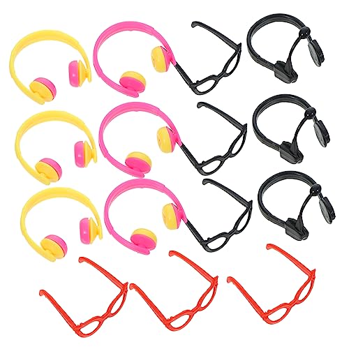 ibasenice 1 Satz Puppen puppenzubehör Set Puppenohrhörer Dekoration Puppensonnenbrille Set kopfhörer Headset schnapsgläser Puppenbrille Spielbrille vortäuschen Plastik von ibasenice