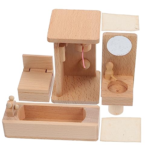 ibasenice 1 Satz Puppenhaus-spielzeugset Aus Holz Hauszubehör DIY Mini-möbelmodell Miniaturmöbel Aus Holz Miniatur-möbeldekor Mini- -Badezimmer Mini-hausschmuck Winzige Hausmöbel Hölzern von ibasenice