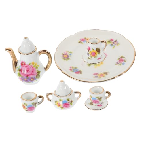 ibasenice 1 Satz Puppenhaus-teeservice Mini-teetasse Küchenzubehör Für Puppenstuben Tiny House-Accessoires Mini-hauspokal Mini-hausbedarf Rollenspielzubehör Mini-hausverzierung Keramik von ibasenice