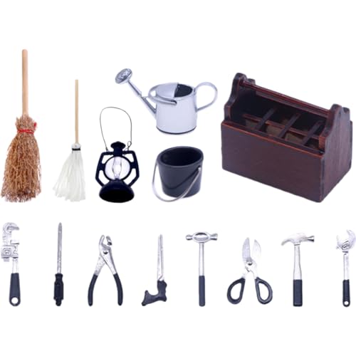 ibasenice 1 Satz Puppenhaus-werkzeugkasten Kleines Hauszubehör Puppenhaus-werkzeugsatz Mini- -Tool-kit Miniatur-puppenhauszubehör Winziges Hausreparaturwerkzeug Black Holz von ibasenice