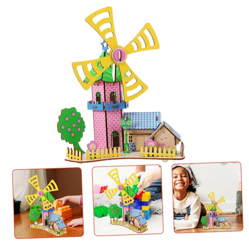 ibasenice 1 Satz Puzzle Spielzeug Zum Bauen Von Stielen DIY-modellbauspielzeug Denksportaufgaben Puppenhaus-Modell Mini- -bausatz 3D-gebäuderätsel Rätsel 3D-rätsel Hölzern von ibasenice