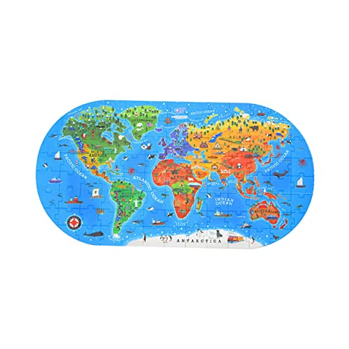 ibasenice 1 Satz Puzzle World map laubsägen für Kinder Toys Weltkarten Lernspielzeug Kid Toys Play Rätsel der frühen Bildung Weltkartenrätsel Kinderspielzeug Kinder rätseln Papier Blue von ibasenice